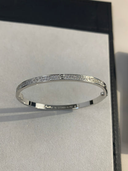 1:1 Cartier Silver diamond narrow Love bracelet