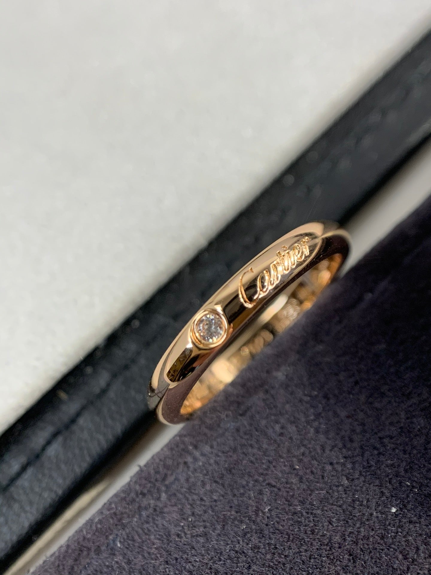 1:1 Cartier Rose gold solitaire diamond band ring