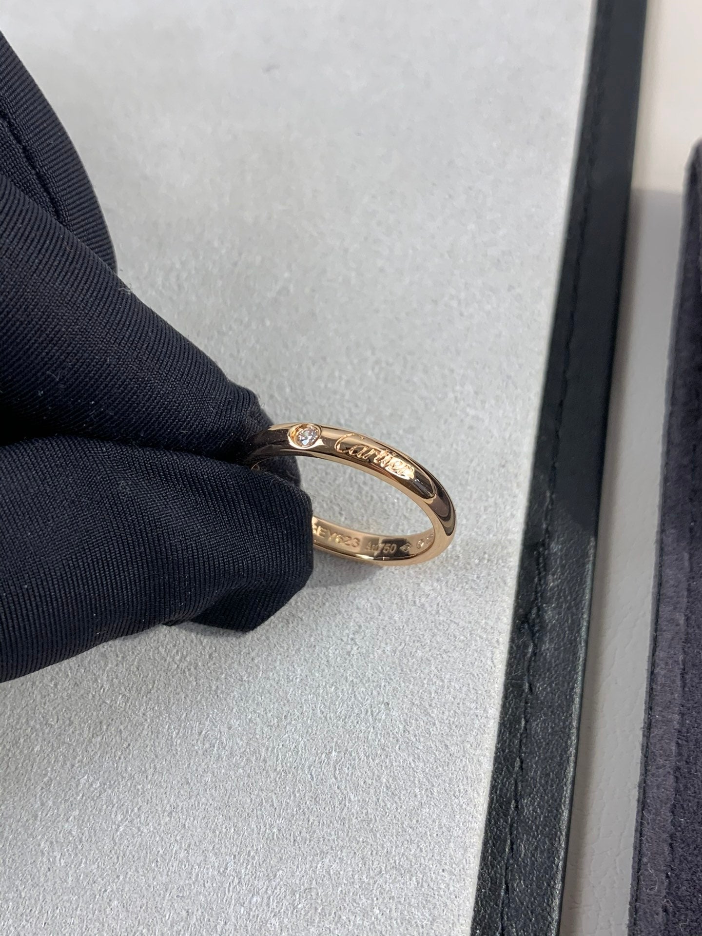 1:1 Cartier Rose gold solitaire diamond band ring