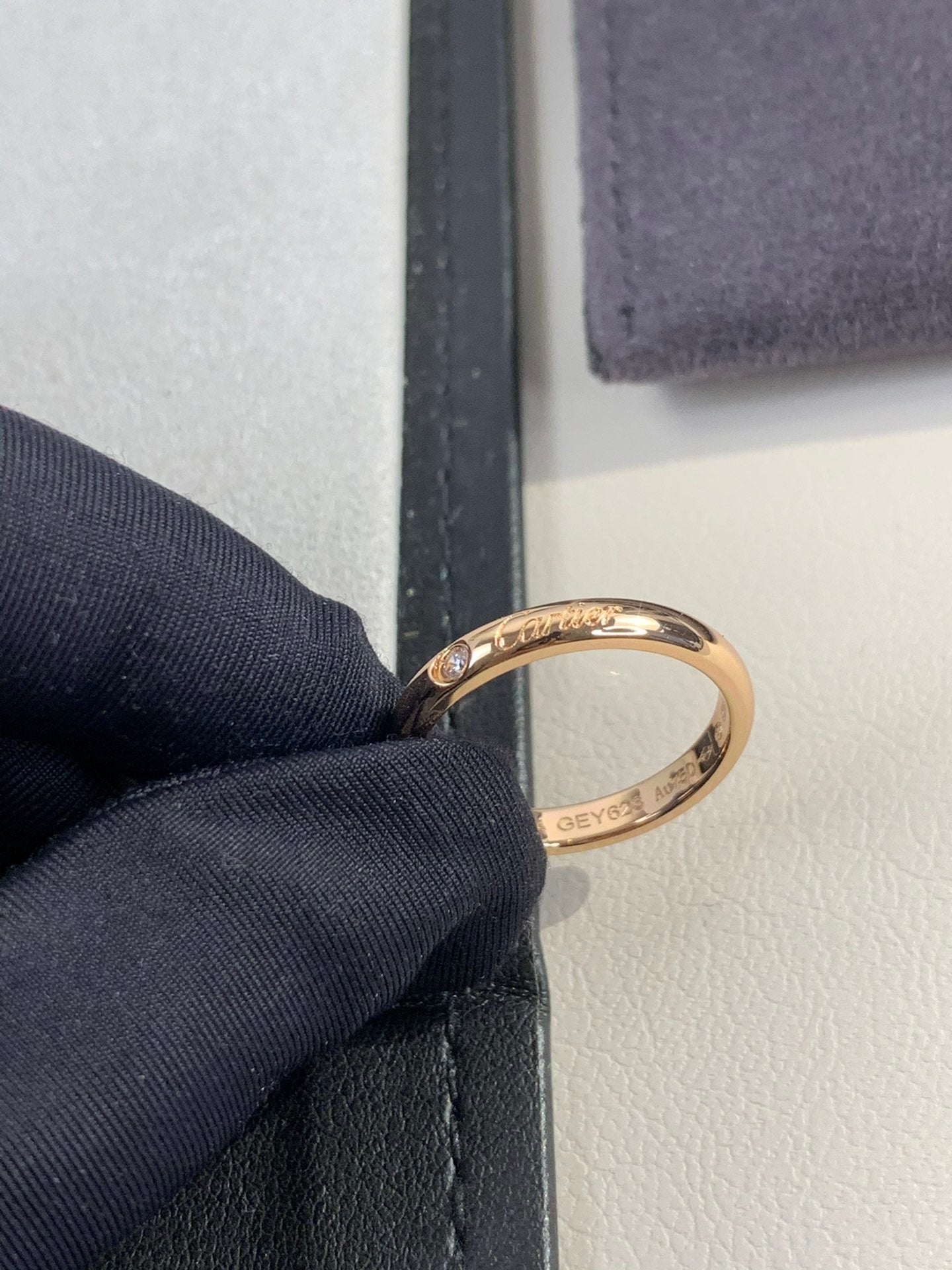 1:1 Cartier Rose gold solitaire diamond band ring