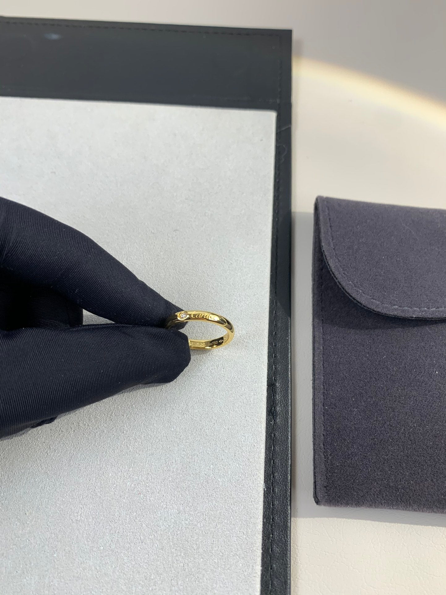 1:1 Cartier Gold solitaire diamond band ring