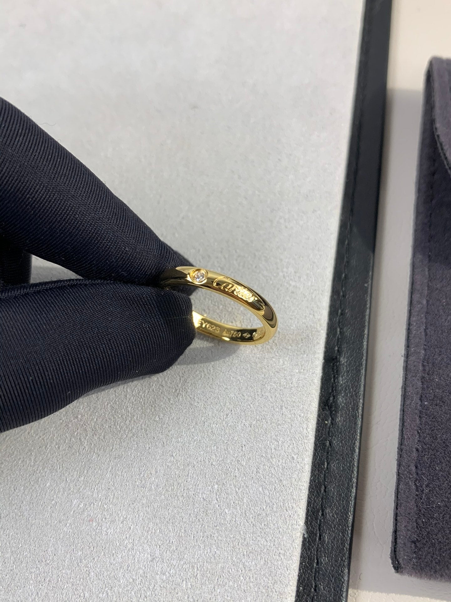 1:1 Cartier Gold solitaire diamond band ring