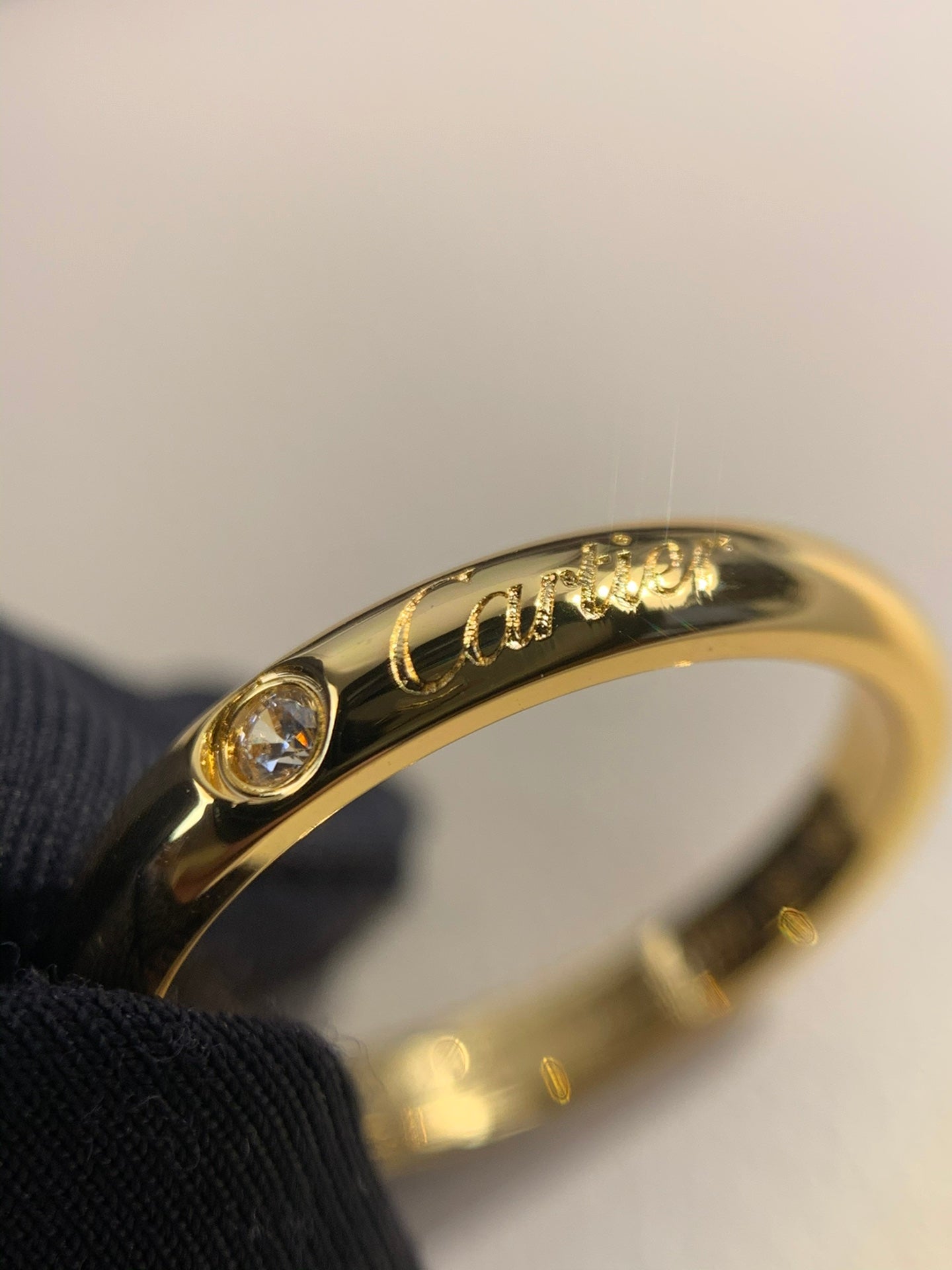 1:1 Cartier Gold solitaire diamond band ring