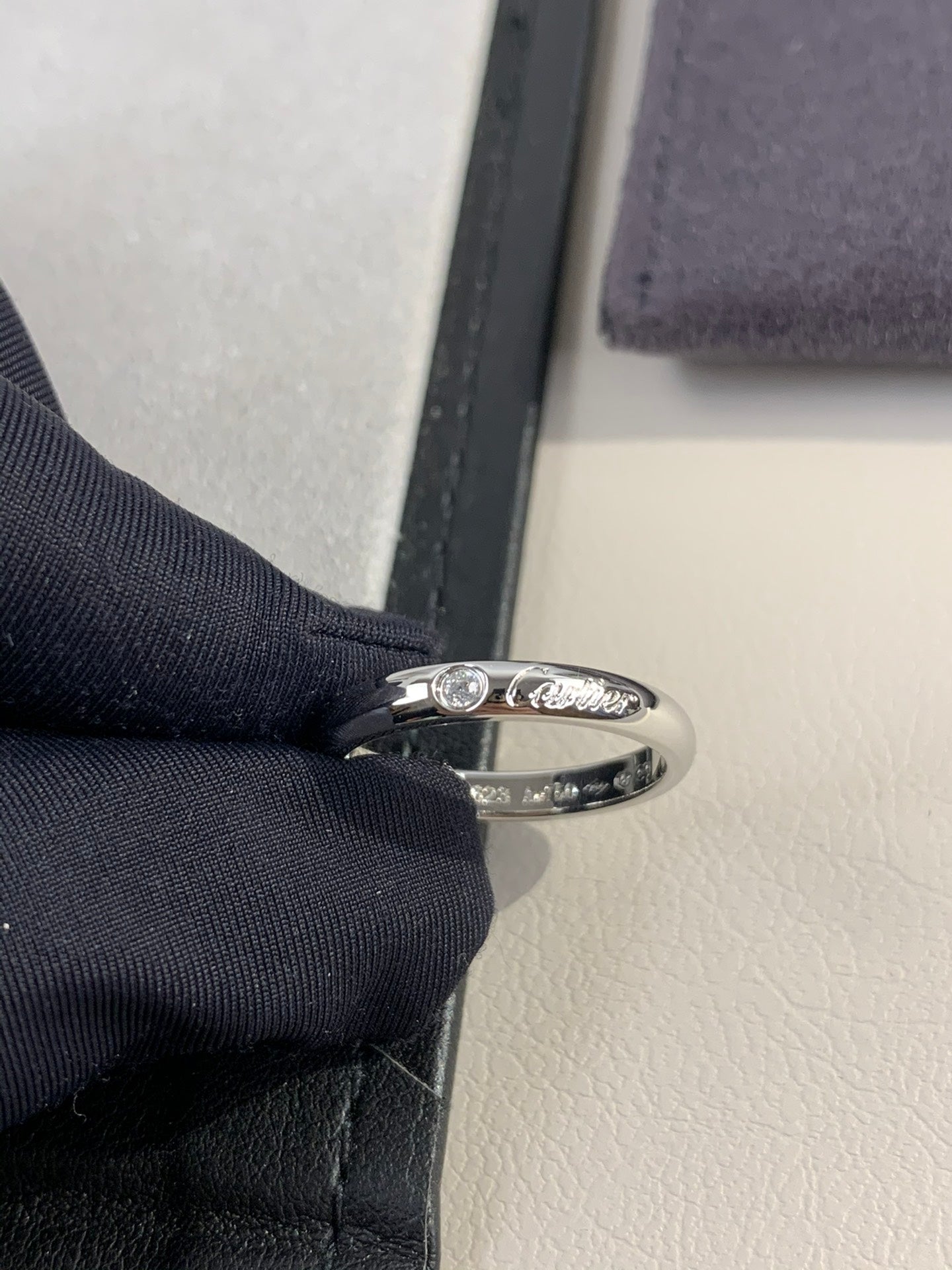 1:1 Cartier Silver solitaire diamond band ring