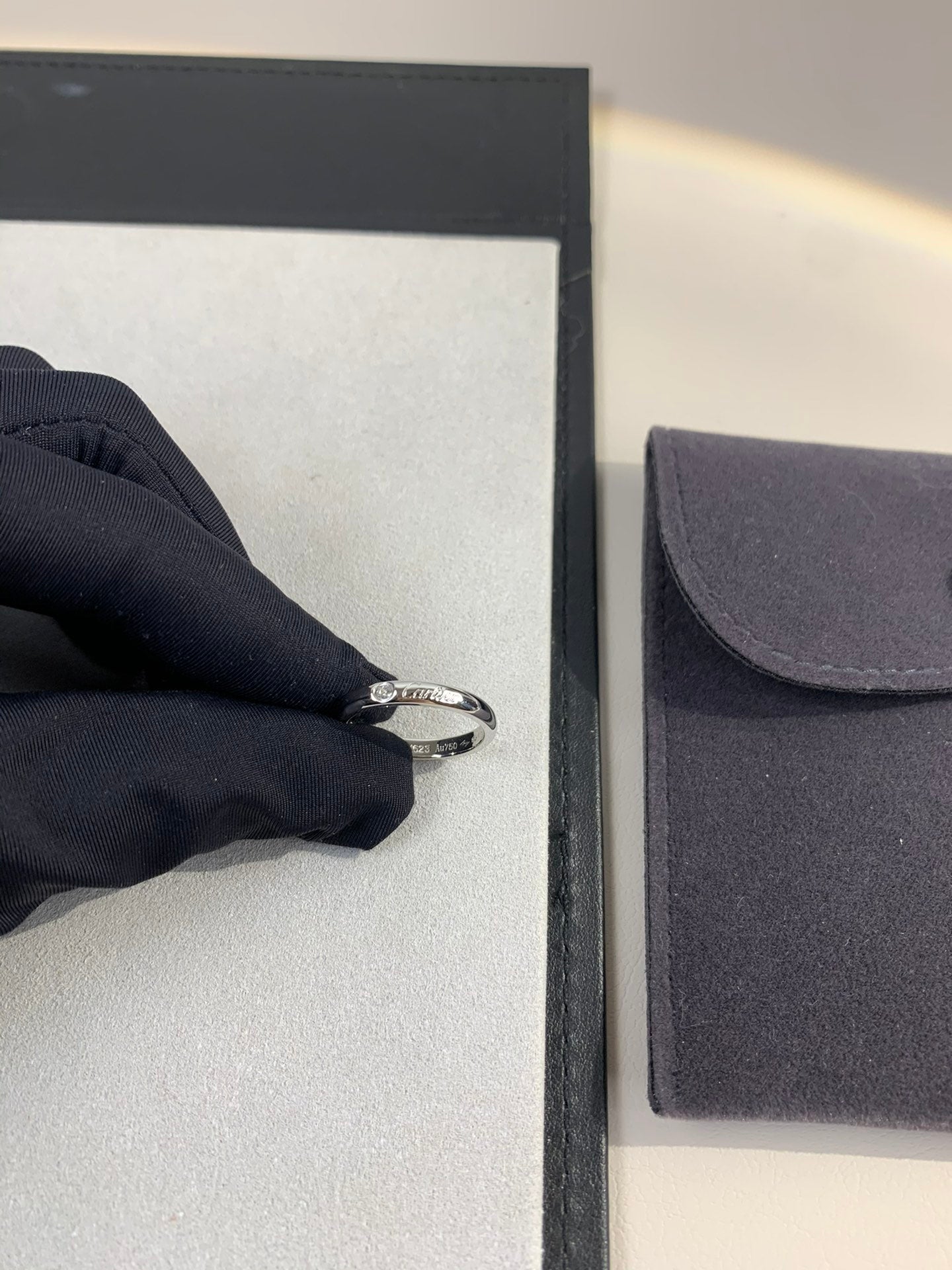 1:1 Cartier Silver solitaire diamond band ring