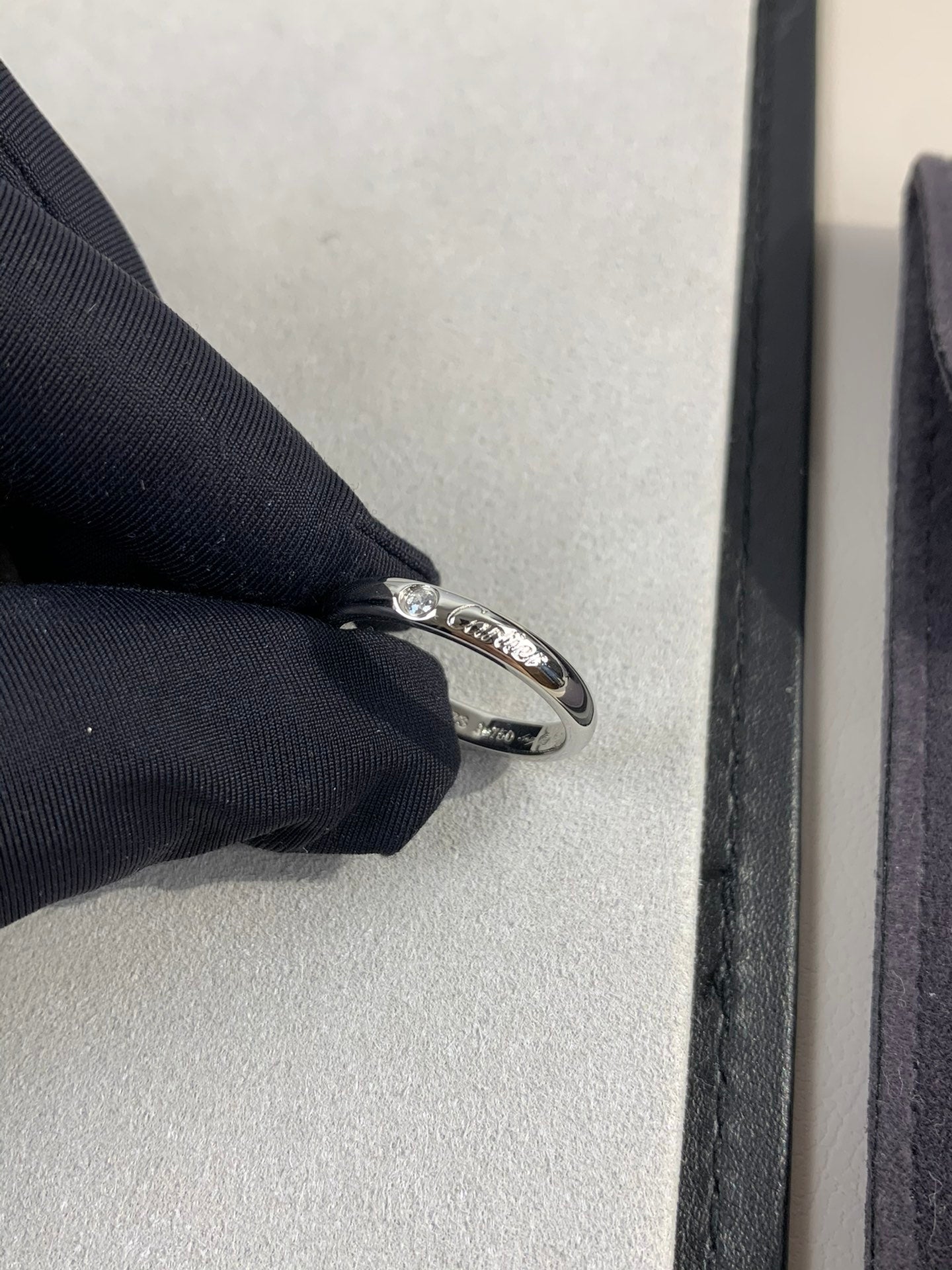 1:1 Cartier Silver solitaire diamond band ring