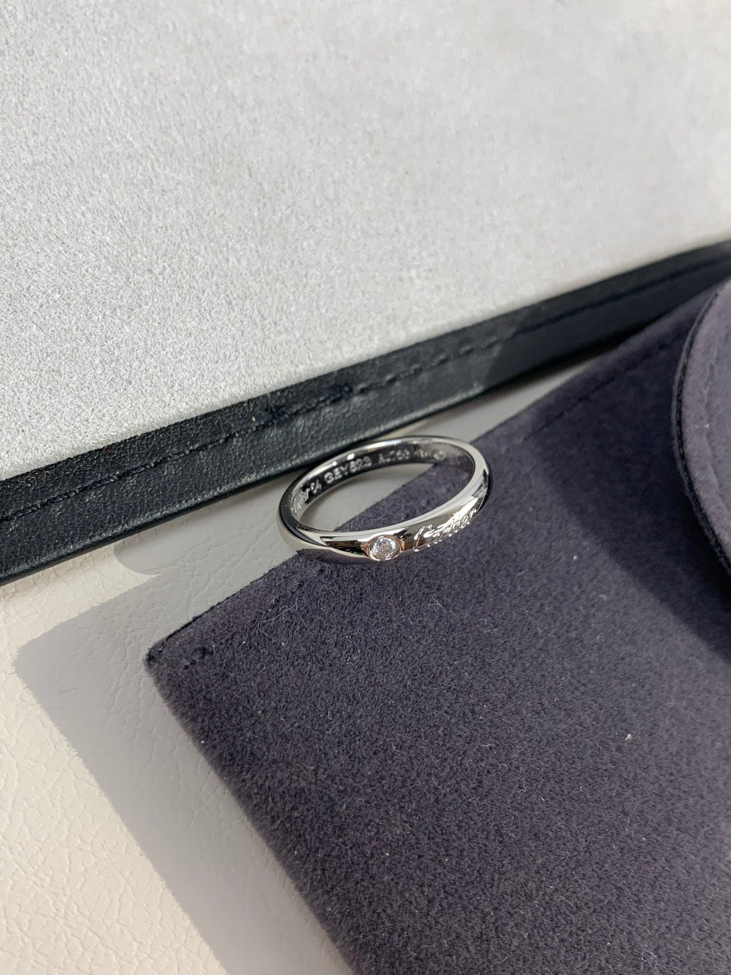 1:1 Cartier Silver solitaire diamond band ring