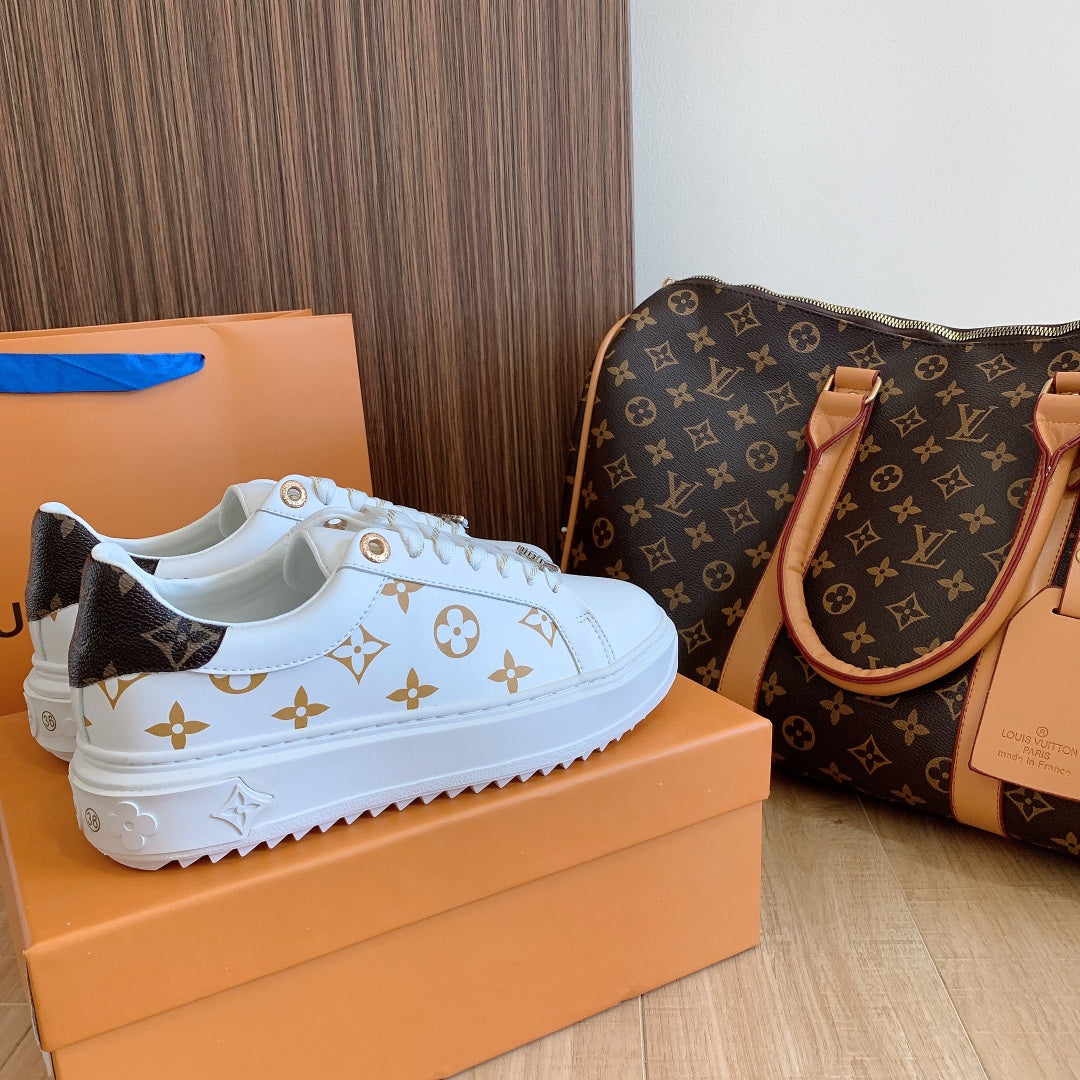 1:1 LV Beige Shoelace buckle Sneakers