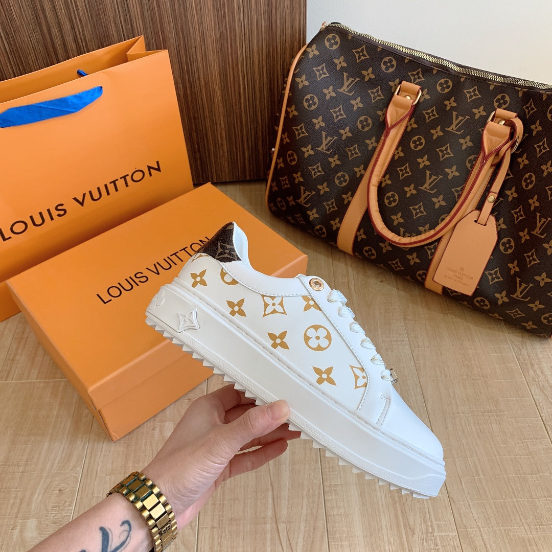 1:1 LV Beige Shoelace buckle Sneakers