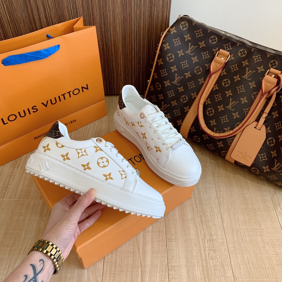 1:1 LV Beige Shoelace buckle Sneakers