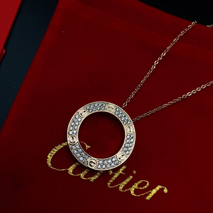 1:1 Cartier Gold Full-diamond Big Cake Necklace