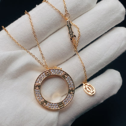 1:1 Cartier Gold Full-diamond Big Cake Necklace