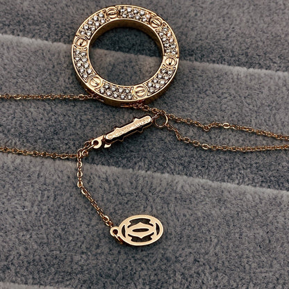 1:1 Cartier Gold Full-diamond Big Cake Necklace