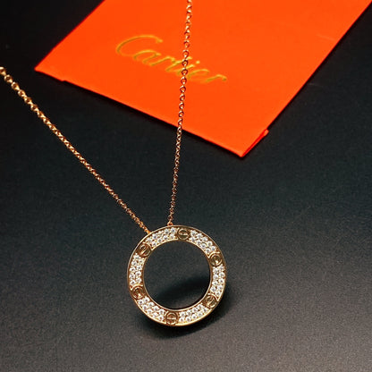 1:1 Cartier Gold Full-diamond Big Cake Necklace