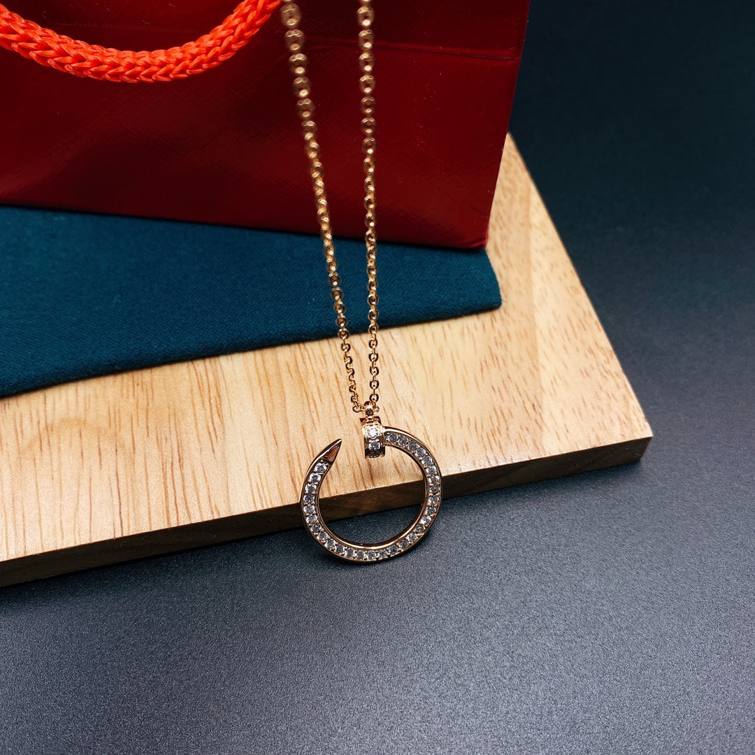 1:1 Cartier Gold Full-diamond Nail Necklace