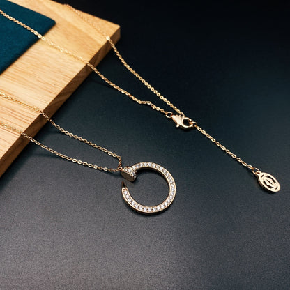 1:1 Cartier Gold Full-diamond Nail Necklace