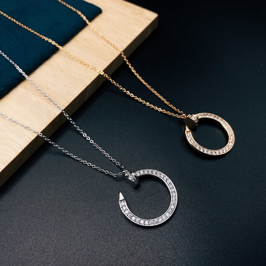 1:1 Cartier Gold Full-diamond Nail Necklace