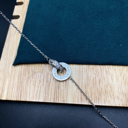 1:1 Cartier White gold Iove Double Ring Full Diamond Necklace