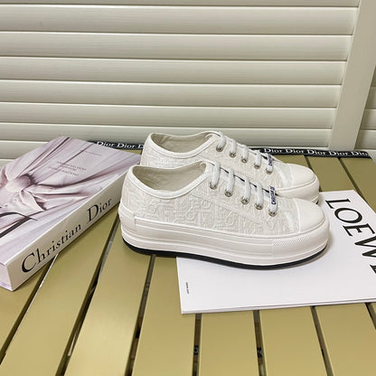 1:1 Dior platform embroidered canvas sneakers