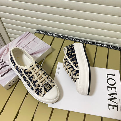 1:1 Dior platform embroidered canvas sneakers
