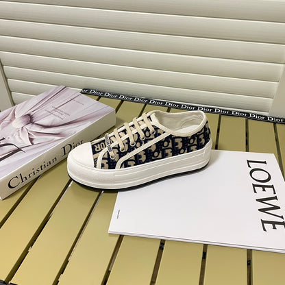 1:1 Dior platform embroidered canvas sneakers