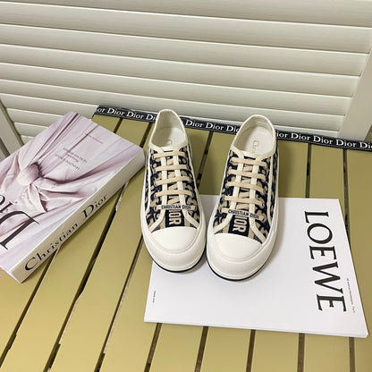 1:1 Dior platform embroidered canvas sneakers