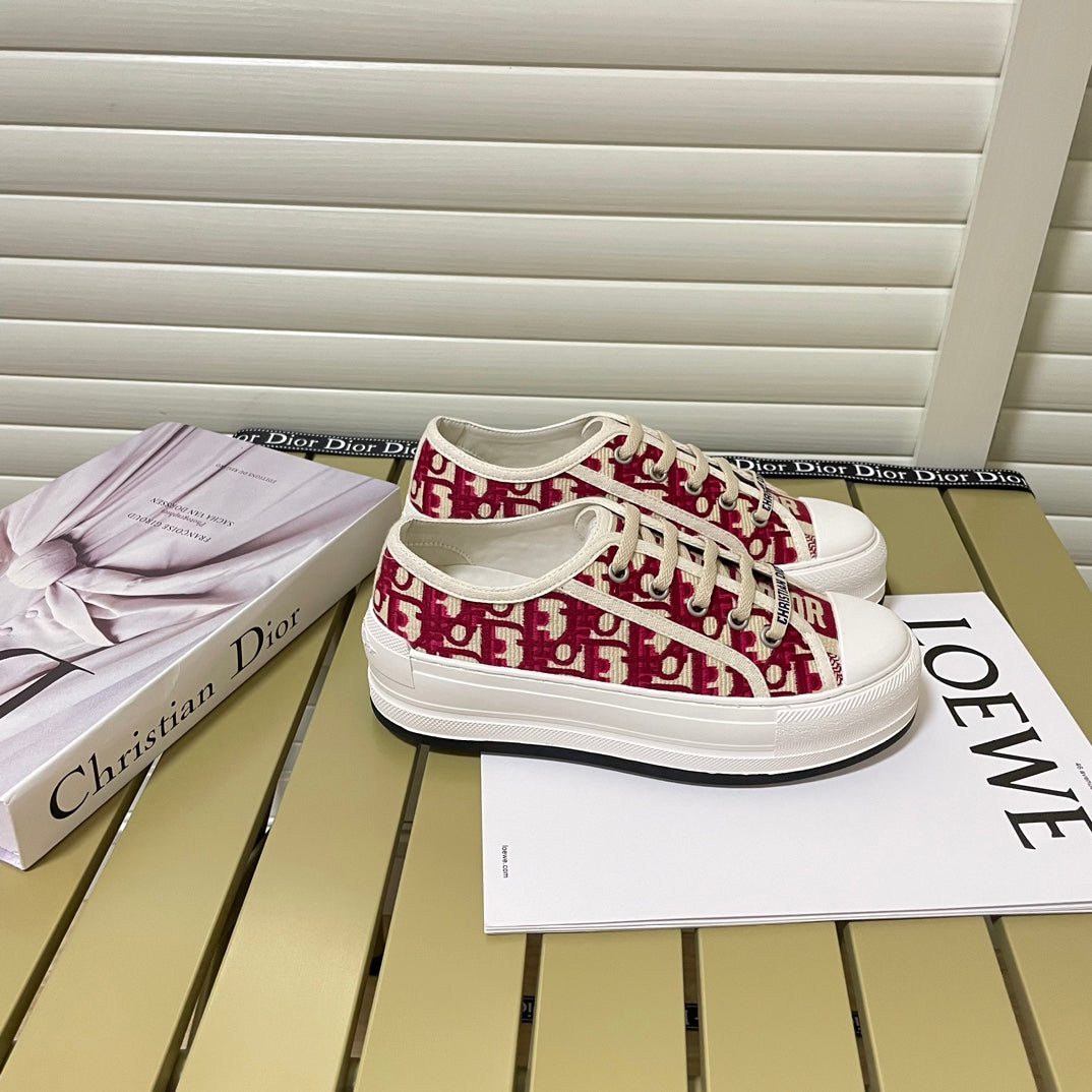 1:1 Dior platform embroidered canvas sneakers