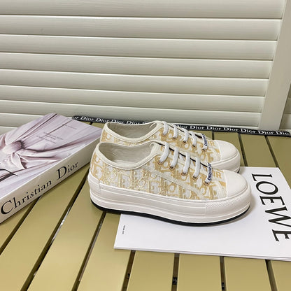 1:1 Dior platform embroidered canvas sneakers