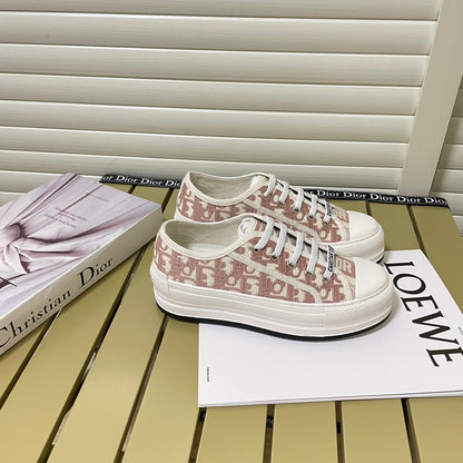 1:1 Dior platform embroidered canvas sneakers