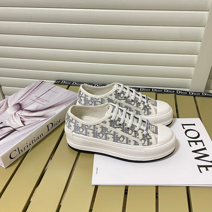 1:1 Dior platform embroidered canvas sneakers