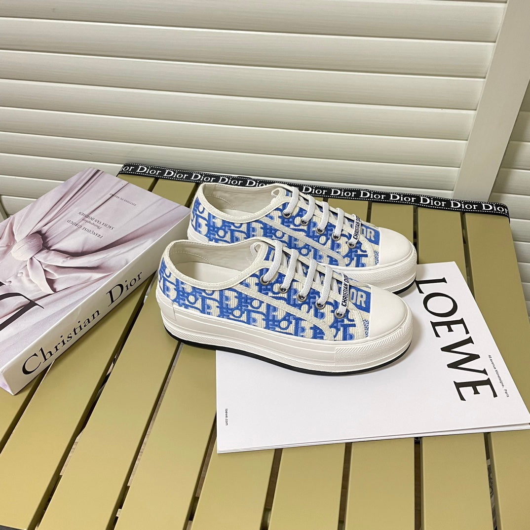 1:1 Dior platform embroidered canvas sneakers