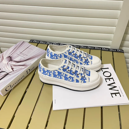 1:1 Dior platform embroidered canvas sneakers
