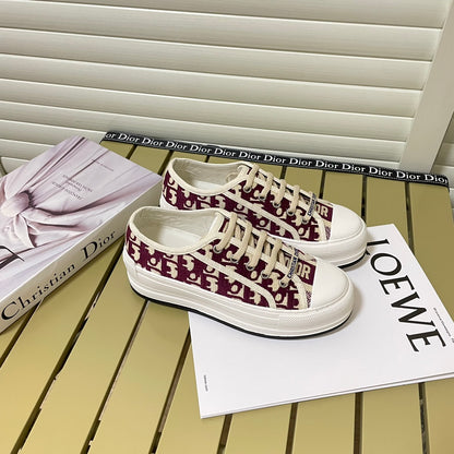 1:1 Dior platform embroidered canvas sneakers