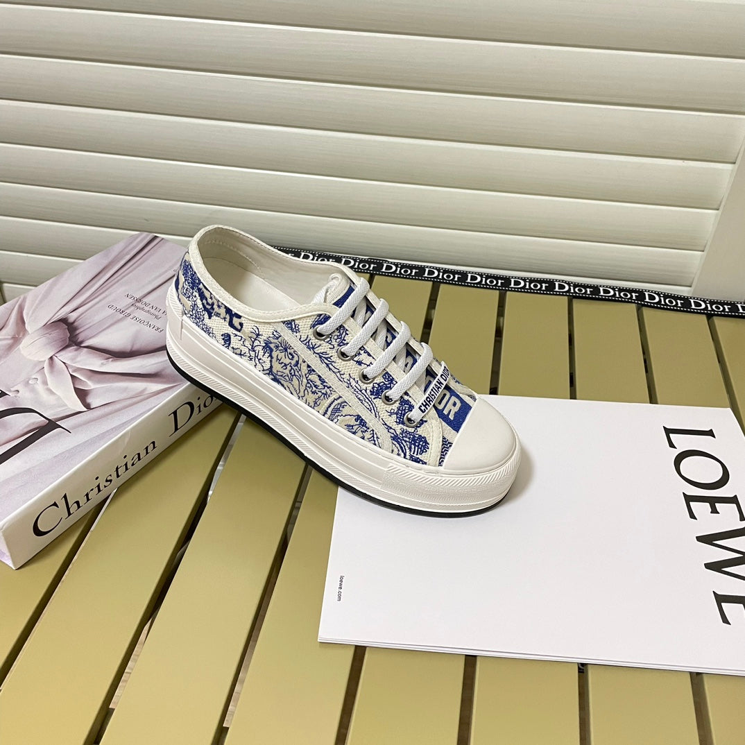 1:1 Dior platform embroidered canvas sneakers