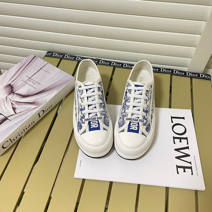 1:1 Dior platform embroidered canvas sneakers