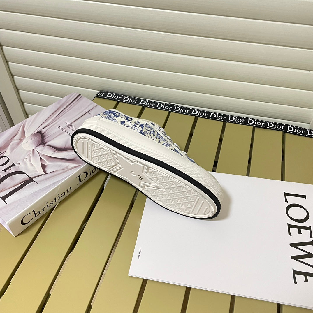 1:1 Dior platform embroidered canvas sneakers