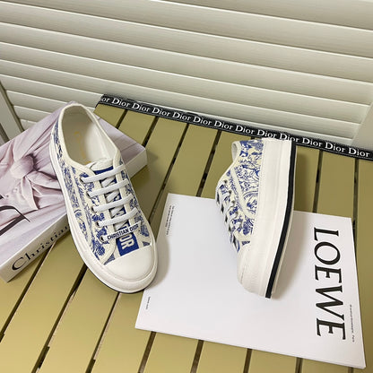 1:1 Dior platform embroidered canvas sneakers