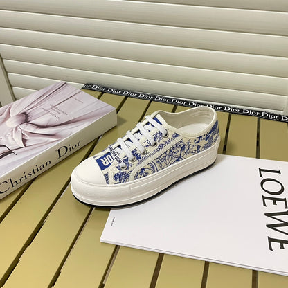 1:1 Dior platform embroidered canvas sneakers