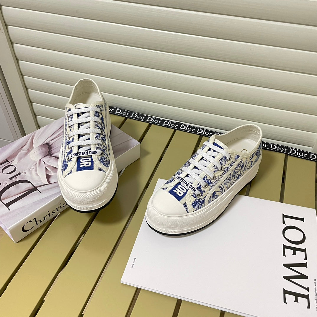 1:1 Dior platform embroidered canvas sneakers