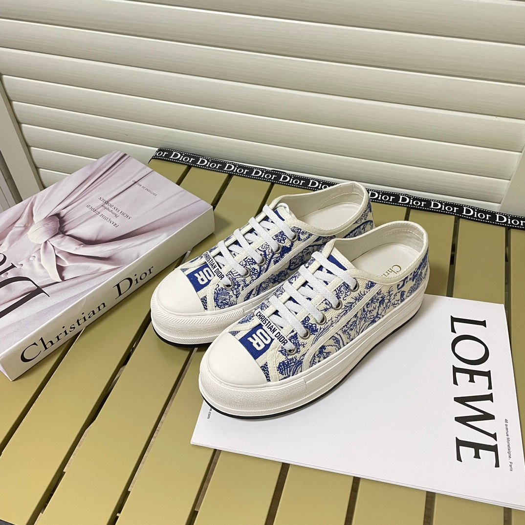 1:1 Dior platform embroidered canvas sneakers