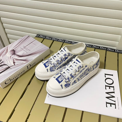1:1 Dior platform embroidered canvas sneakers