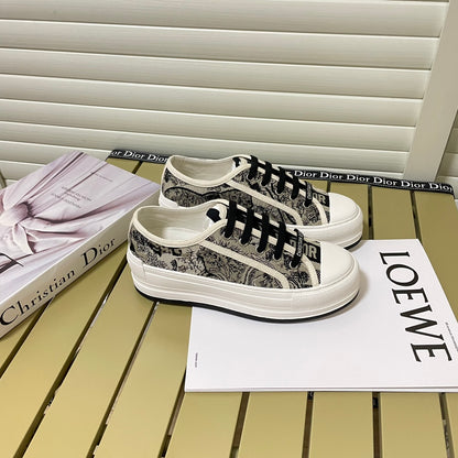 1:1 Dior platform embroidered canvas sneakers