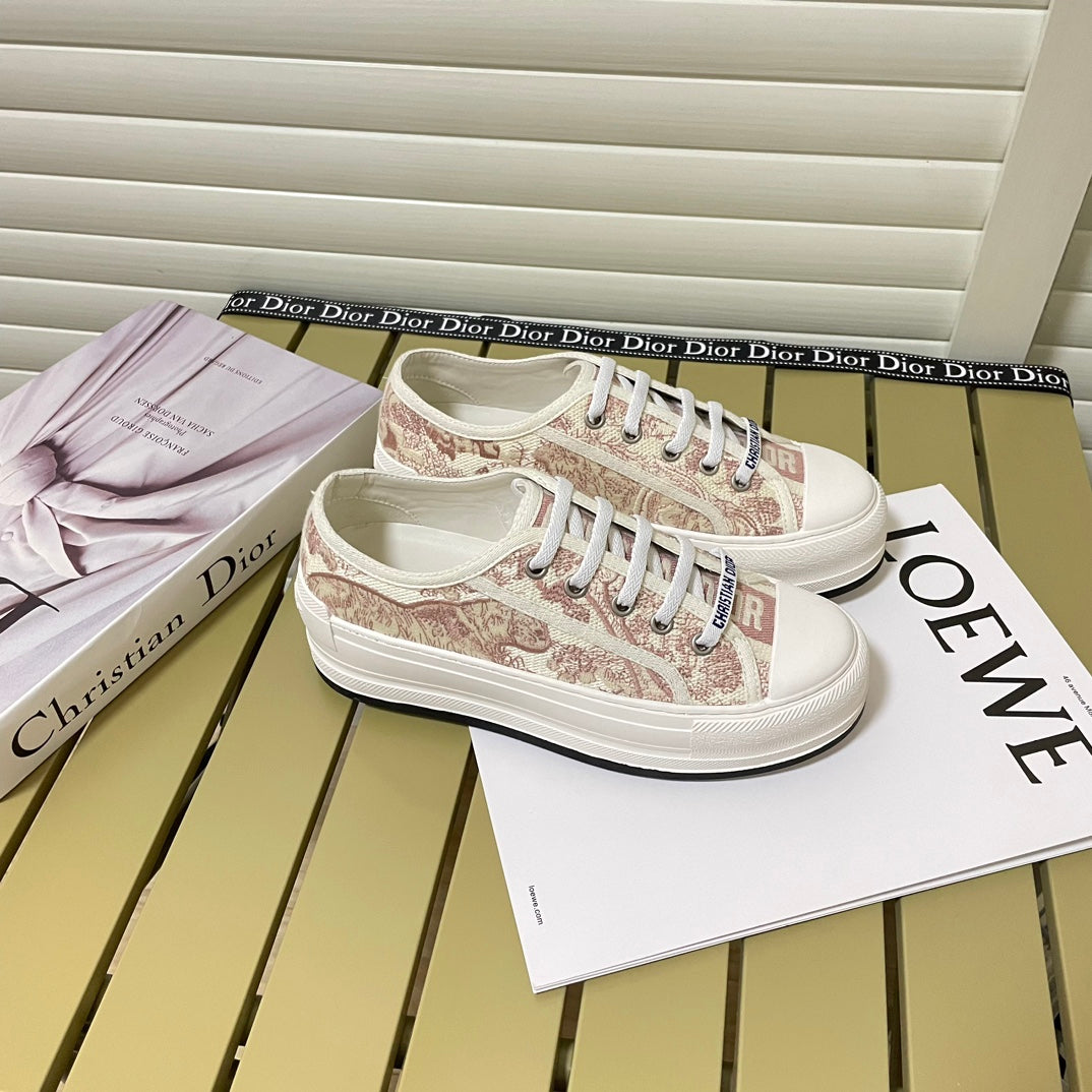 1:1 Dior platform embroidered canvas sneakers