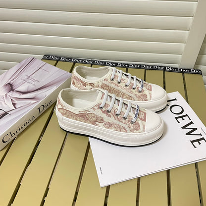 1:1 Dior platform embroidered canvas sneakers