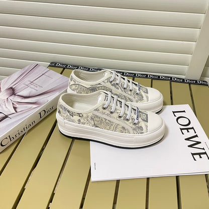 1:1 Dior platform embroidered canvas sneakers