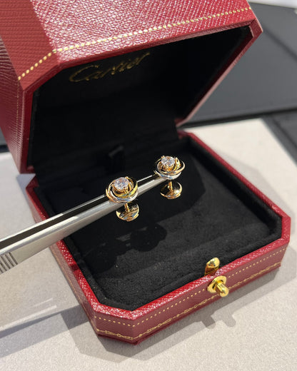 1:1 Cartier Triple Ring Diamond Stud Earrings