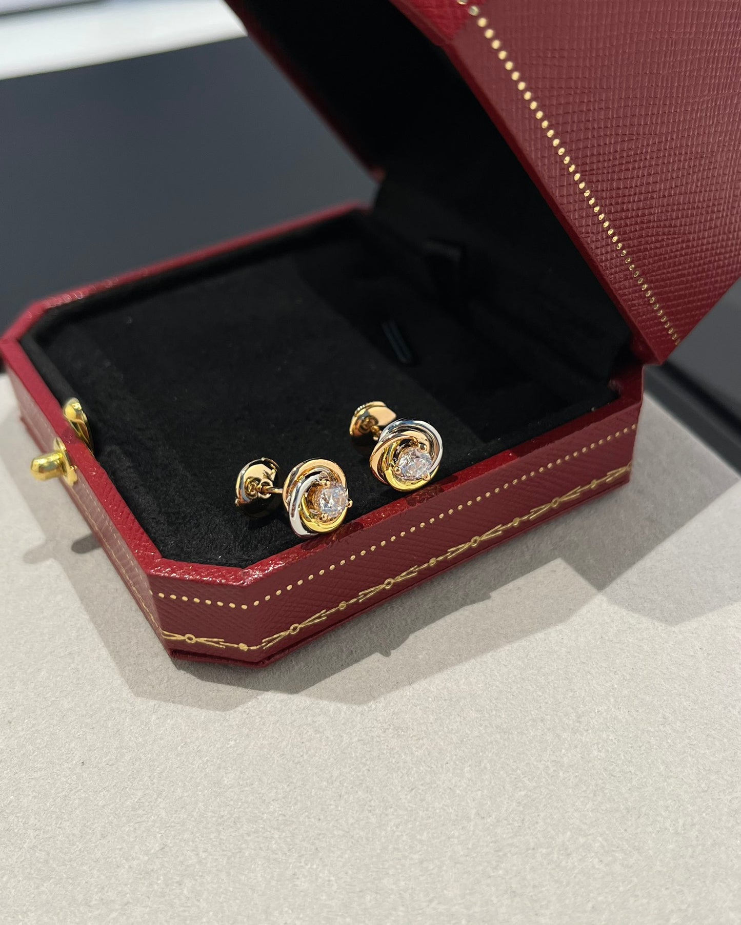 1:1 Cartier Triple Ring Diamond Stud Earrings
