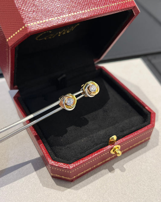1:1 Cartier Triple Ring Diamond Stud Earrings