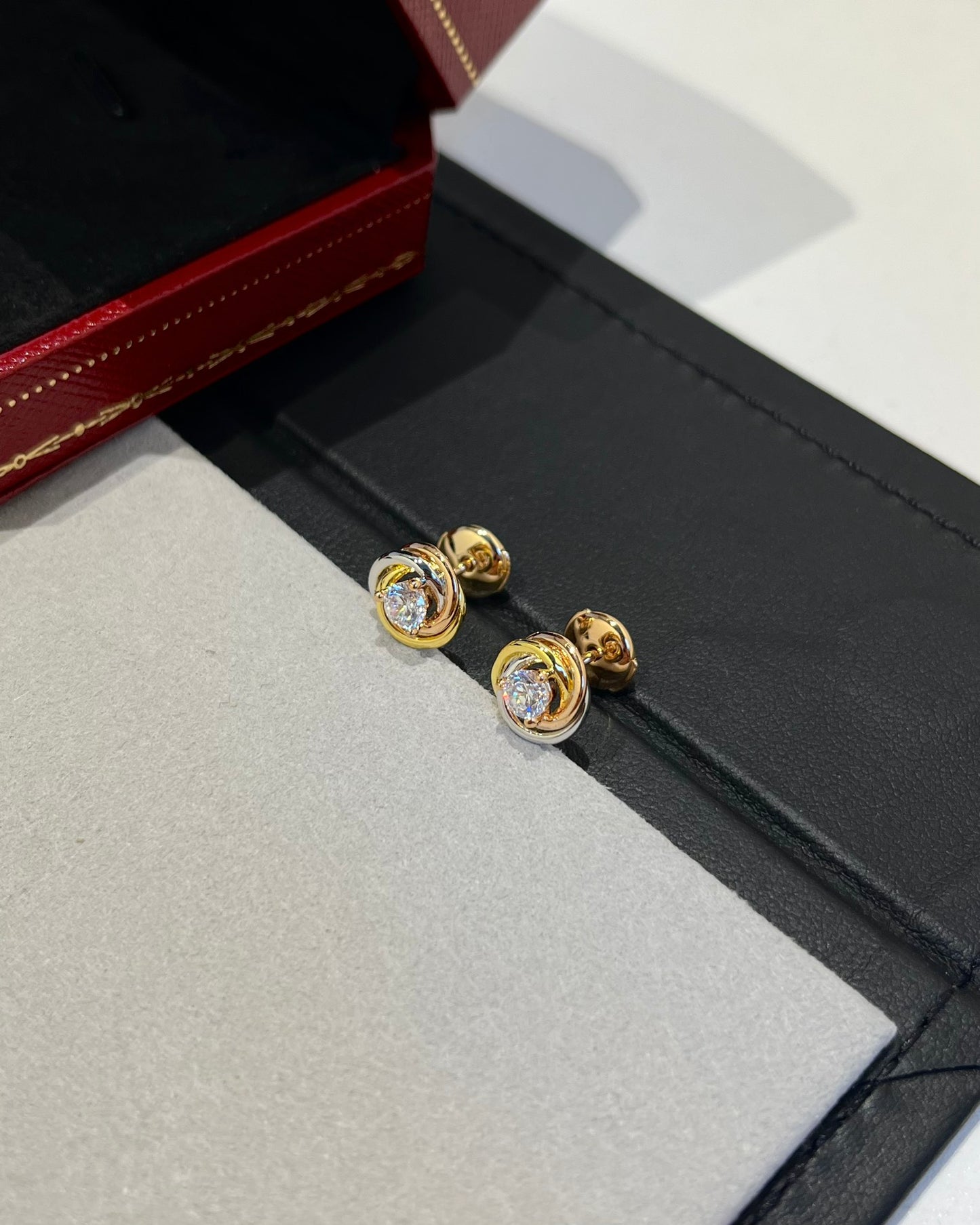 1:1 Cartier Triple Ring Diamond Stud Earrings