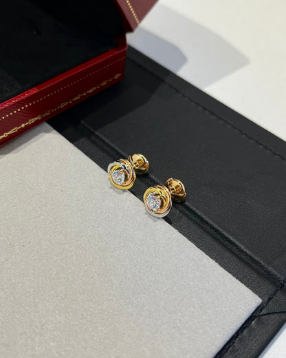 1:1 Cartier Triple Ring Diamond Stud Earrings